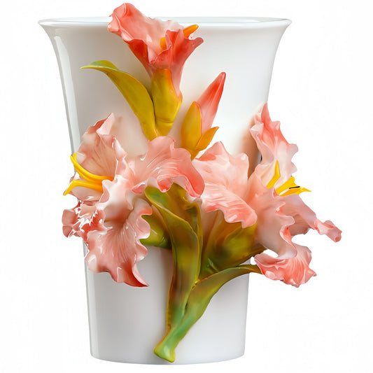 Intangible Cultural Heritage Hand-Sculpted Ceramic Gladiolus Flower Cola Cup Coffee Mug