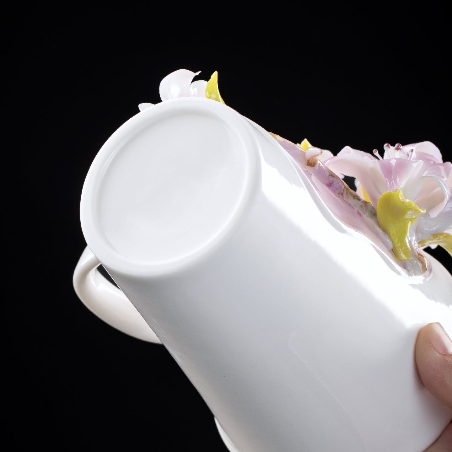 Intangible Cultural Heritage Hand-Sculpted Flower Pottery Rhododendron Tea Cup Coffee Cup (Purple) - 100% Handcrafted