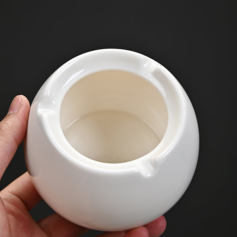 Ashtray, portable decorative modern ashtray for home office indoor outdoor patio use, white ceramic ashtray with high gloss, cute and cool ashtray, best gift choice - LAMDAWN