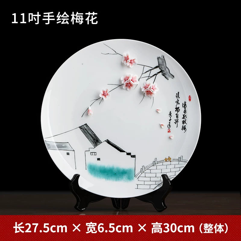 Ceramic hand-painted hanging plate ornament home living room TV cabinet wine cabinet entrance Bogu rack decoration creative crafts