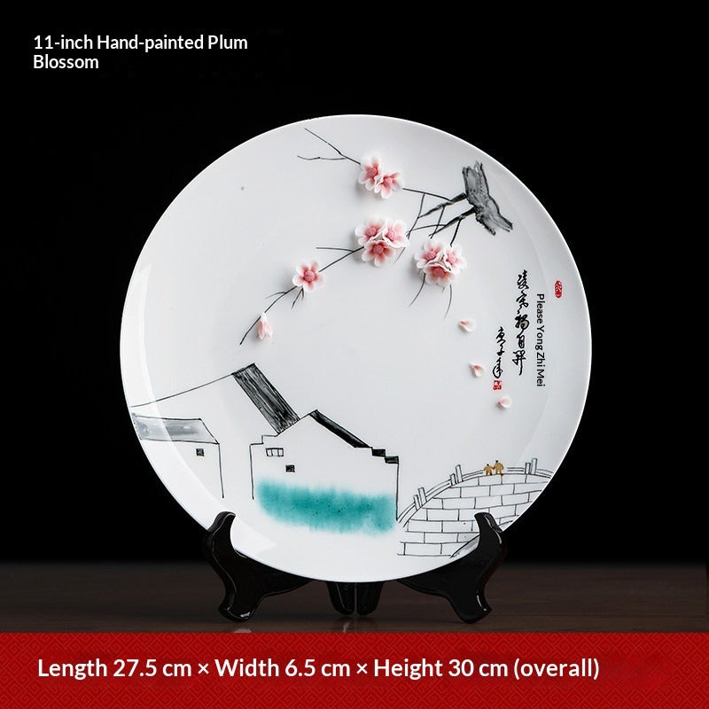 Ceramic hand-painted hanging plate ornament home living room TV cabinet wine cabinet entrance Bogu rack decoration creative crafts