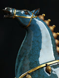 Ceramic Horse Ornament “General's Horse” Home Decor Craft(Blue)