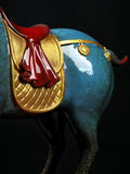 Ceramic Horse Ornament “General's Horse” Home Decor Craft(Blue)