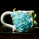 Hand-Sculpted Ceramic Peony Flower Coffee Cup - 100% Handcrafted