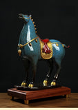 Ceramic Horse Ornament “General's Horse” Home Decor Craft(Blue)