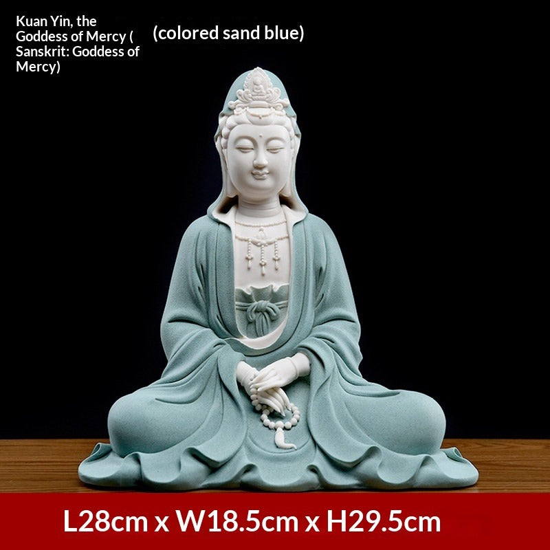 Ceramic ornament "Lotus Water Moon Guanyin" Viewed from Nanhai Guanyin Bodhisattva worshiping household Buddha statues