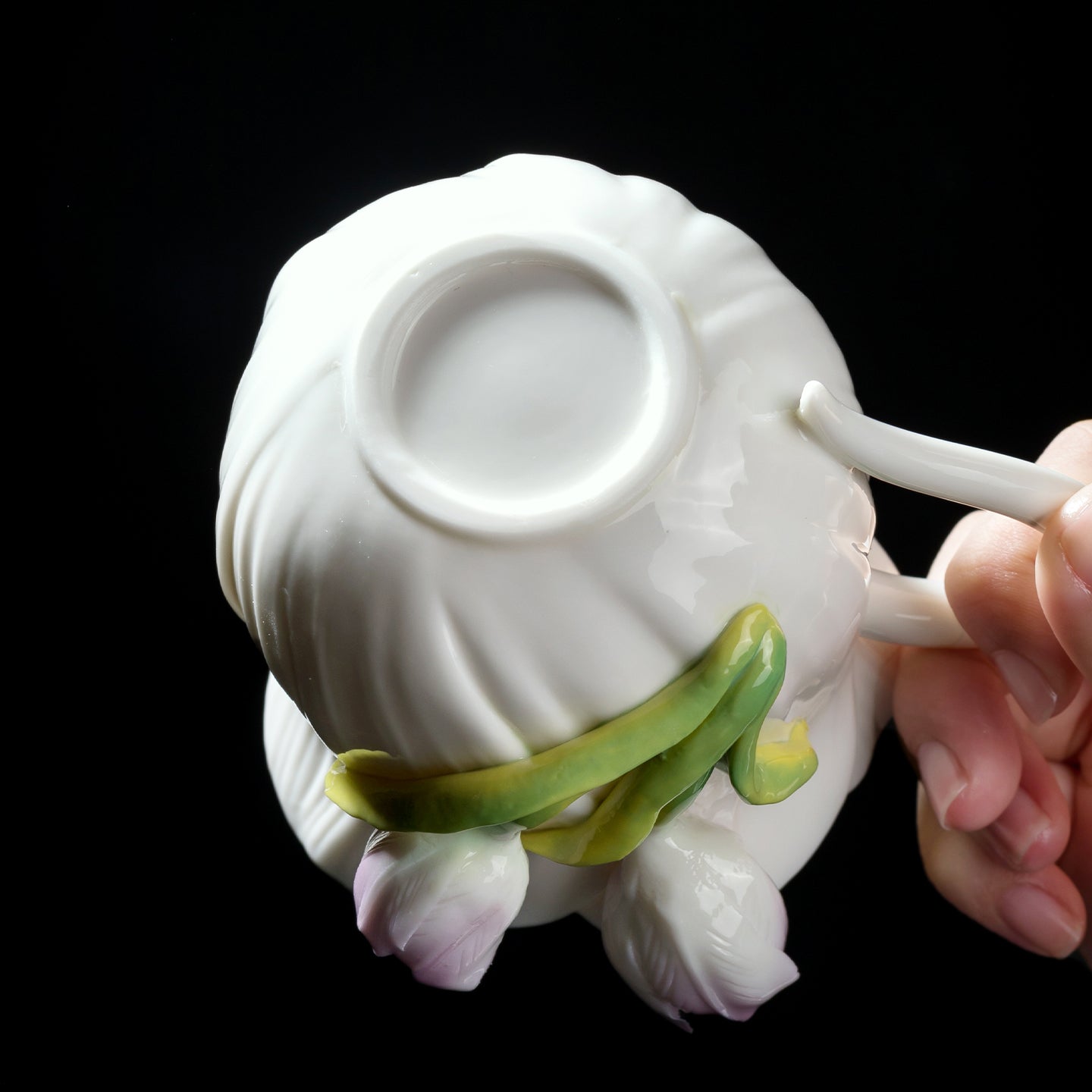 Intangible Cultural Heritage Hand-Sculpted Ceramic Tulip Flower Water Cup Coffee Cup(purple) - 100% Handcrafted