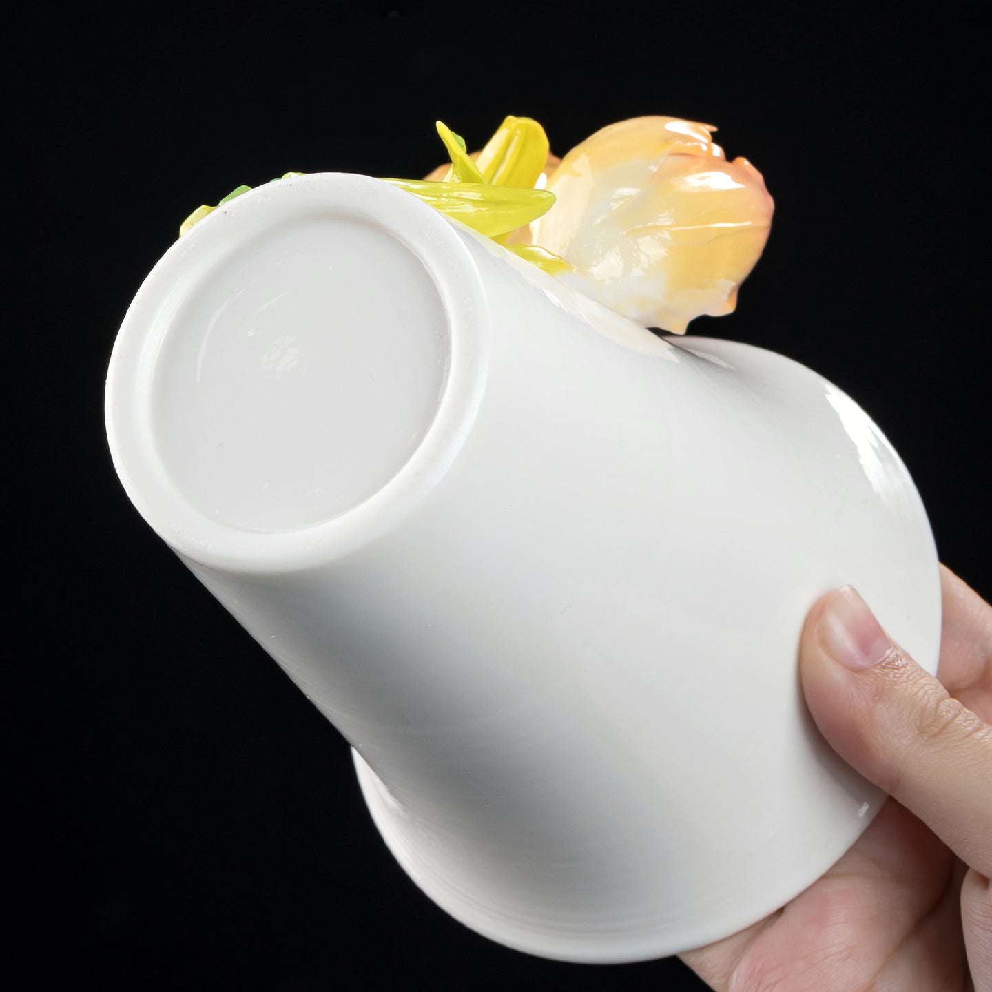 Intangible Cultural Heritage Hand-Sculpted Ceramic Tulip Flower Cola Cup Coffee Mug(pink) - 100% Handcrafted