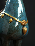 Ceramic Horse Ornament “General's Horse” Home Decor Craft(Blue)