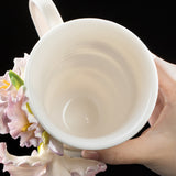 Intangible Cultural Heritage Hand-Sculpted Ceramic Gladiolus Flower Water Cup Coffee Mug (Gradient Purple) - 100% Handcrafted