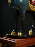 Ceramic Horse Ornament “General's Horse” Home Decor Craft(Blue)