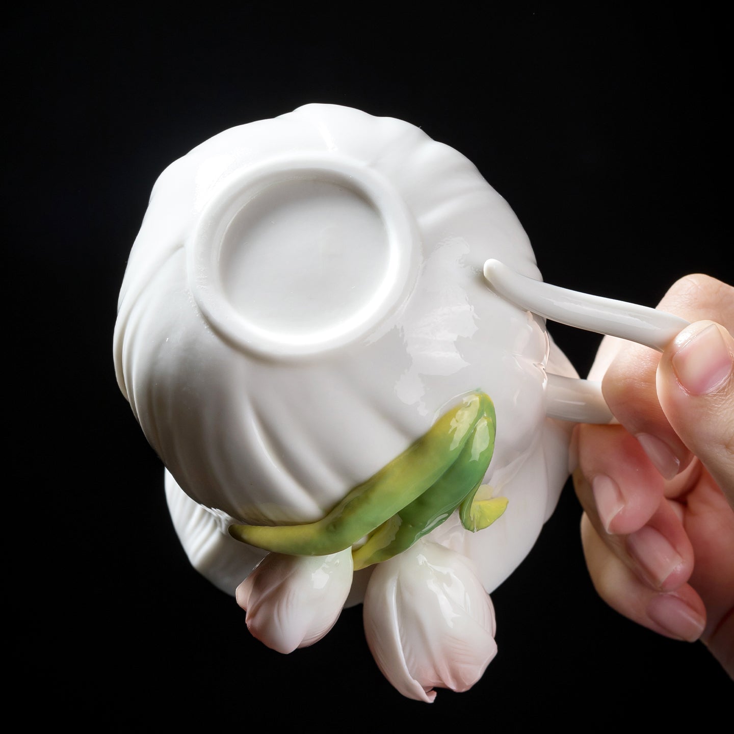 Intangible Cultural Heritage Hand-Sculpted Ceramic Tulip Flower Water Cup Coffee Cup(pink) - 100% Handcrafted