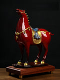 Ceramic Horse Ornament “General's Horse” Home Decor Craft(Red)