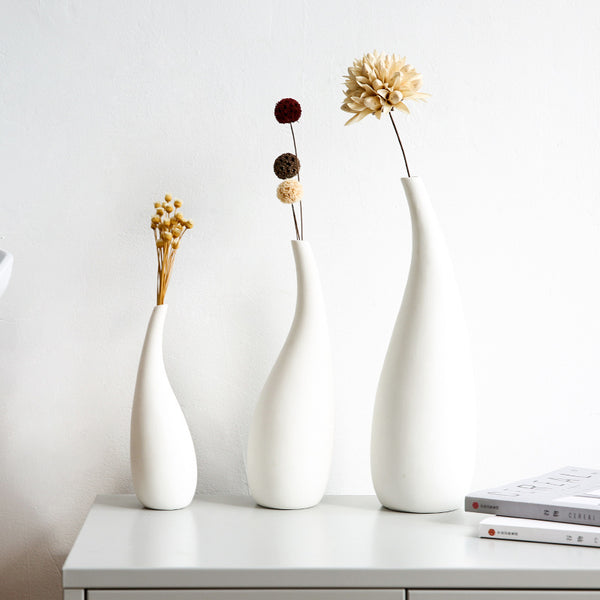 White Water Drop Vase Simple Modern Model Room Ceramic Dried Flower Flower Ornaments | Ceramic Vase | RB&RAMICS