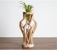 Pure Handwork Wooden Vase Decorated Solid Wood Flower Pot For Creative Glass Floral Hydroponic Container Home Decorative Vase