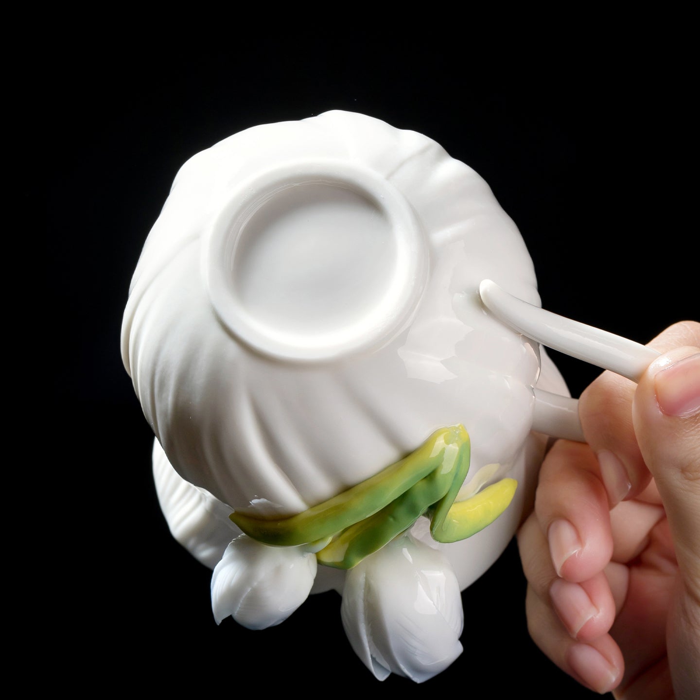 Intangible Cultural Heritage Hand-Sculpted Ceramic Tulip Flower Water Cup Coffee Cup(blue) - 100% Handcrafted