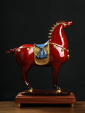 Ceramic Horse Ornament “General's Horse” Home Decor Craft(Red)