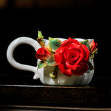 Intangible Cultural Heritage Hand-Crafted Ceramic Rose Cup Coffee Mug - 100% Handmade