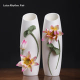 Ceramic handmade vase ornament high-end new Chinese-style living room atmosphere light luxury lotus luxury atmosphere decoration crafts