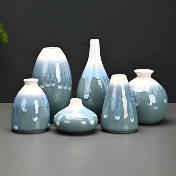 Unveil the Beauty of Tradition: Modern Celadon Vases for Your Home(SET OF 6） | FAMBE POTS, ICE CRACK, Succulent pots | LAMDAWN