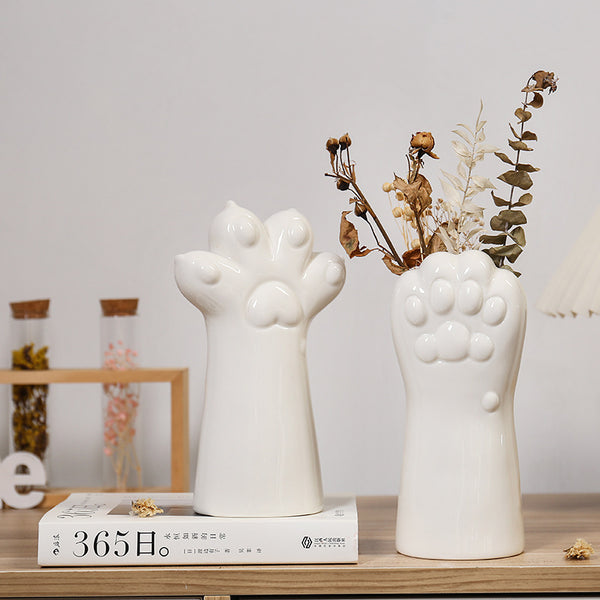 Nordic Ceramic Vase Crafts Creative Gesture Vase Living Room Simple Flower Arrangement Cat's Paw Vase | Ceramic Vase | RB&RAMICS