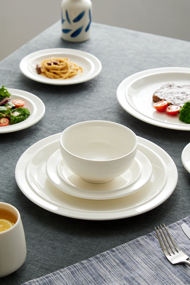 High-Temperature Heavy Ceramics 10.5-inch dinner plate -White(set of 6)