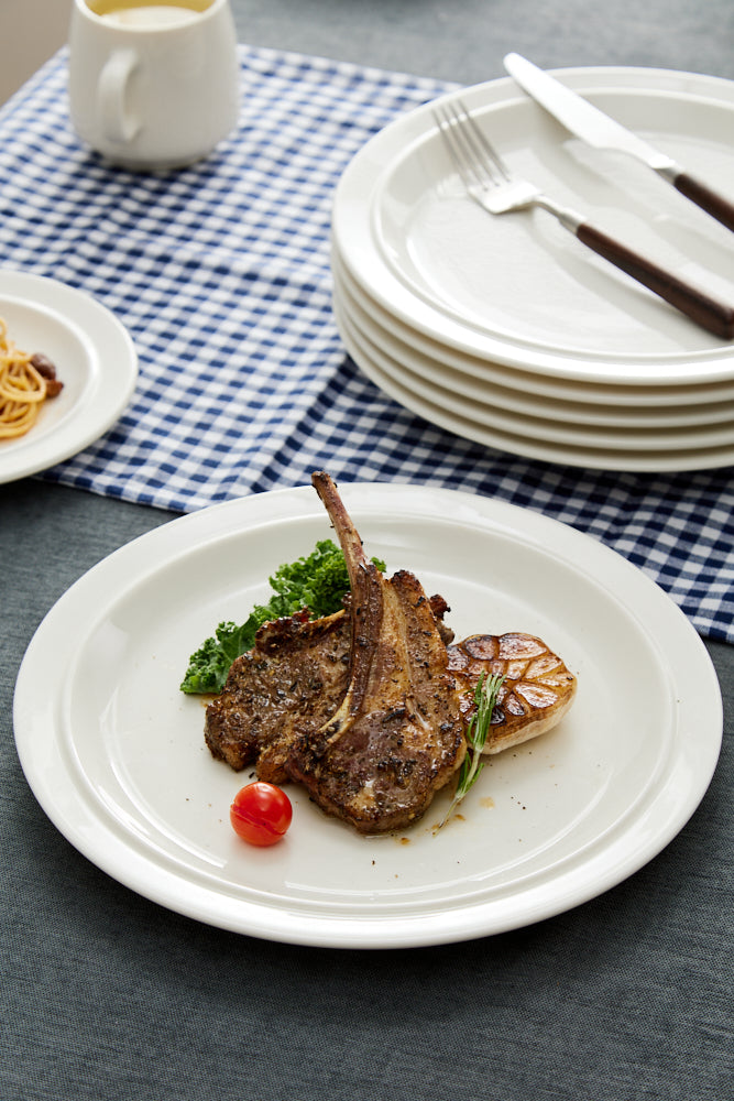 High-Temperature Heavy Ceramics 10.5-inch dinner plate -White(set of 6)