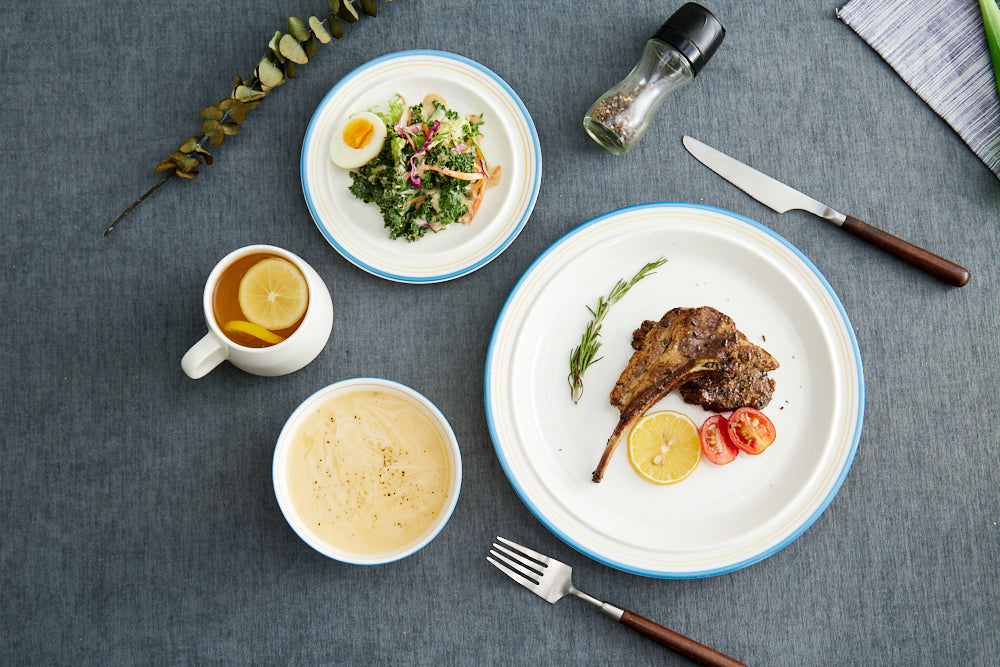 High-Temperature Heavy Ceramics 10.5-inch dinner plate -Cozy Blue(set of 6)