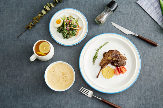 High-Temperature Heavy Ceramics 10.5-inch dinner plate -Cozy Blue(set of 6)