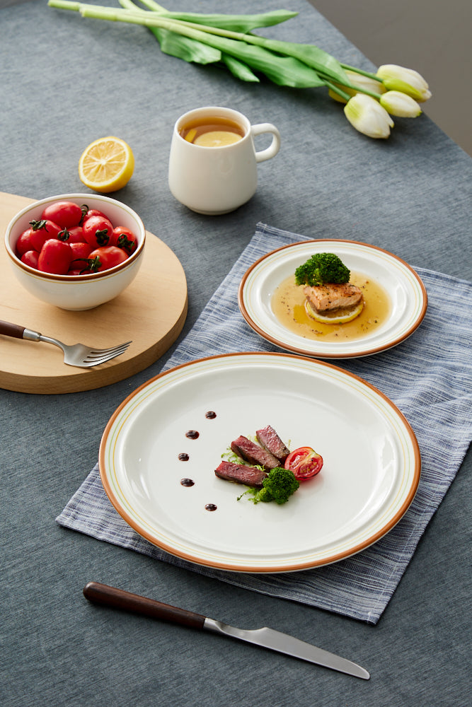 High-Temperature Heavy Ceramics 10.5-inch dinner plate -Cozy Orange(set of 6)