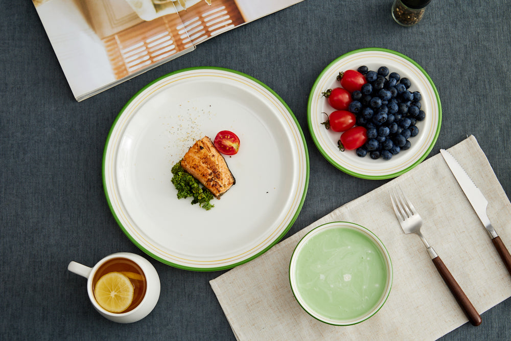 High-Temperature Heavy Ceramics 10.5-inch dinner plate -Green(set of 6)