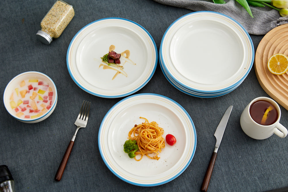 High-Temperature Heavy Ceramics 10.5-inch dinner plate -Cozy Blue(set of 6)