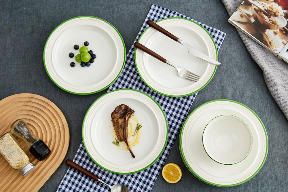 High-Temperature Heavy Ceramics 10.5-inch dinner plate -Green(set of 6)