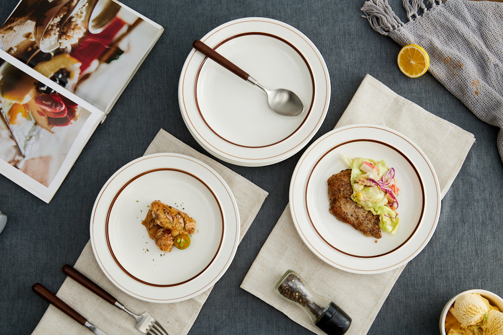 High-Temperature Heavy Ceramics 10.5-inch dinner plate -Brown(set of 6)