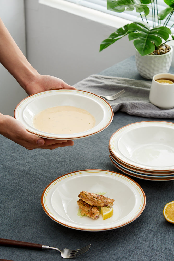 High-Temperature Heavy Ceramics 10.5-inch dinner plate -Cozy Orange(set of 6)