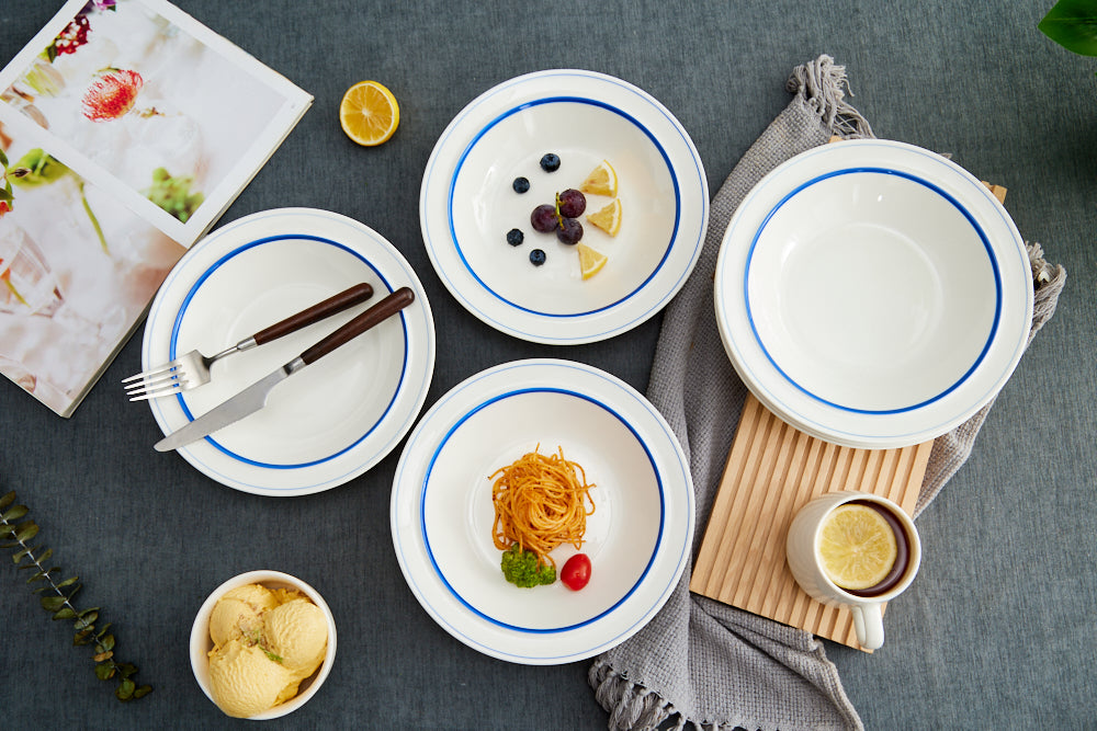 High-Temperature Heavy Ceramics 10.5-inch dinner plate -Scuba Blue(set of 6)