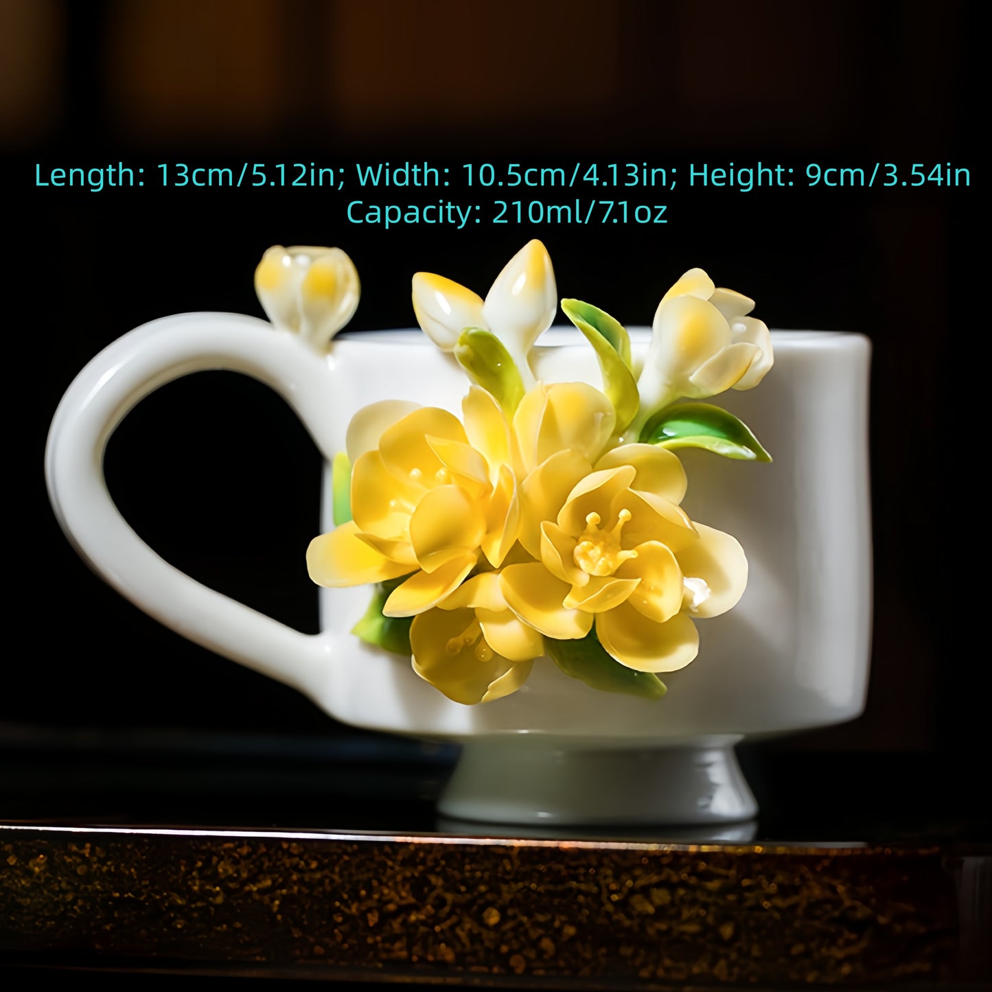 Waxflower Tea Cup - Intangible Cultural Heritage Hand-Sculpted Floral Ceramic Cup & Coffee Mug - 100% Handcrafted