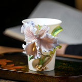 Intangible Cultural Heritage Hand-Sculpted Ceramic Blue Gradient Iris Cola Cup Coffee Mug - 100% Handcrafted