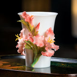 Intangible Cultural Heritage Hand-Sculpted Ceramic Gladiolus Flower Cola Cup Coffee Mug