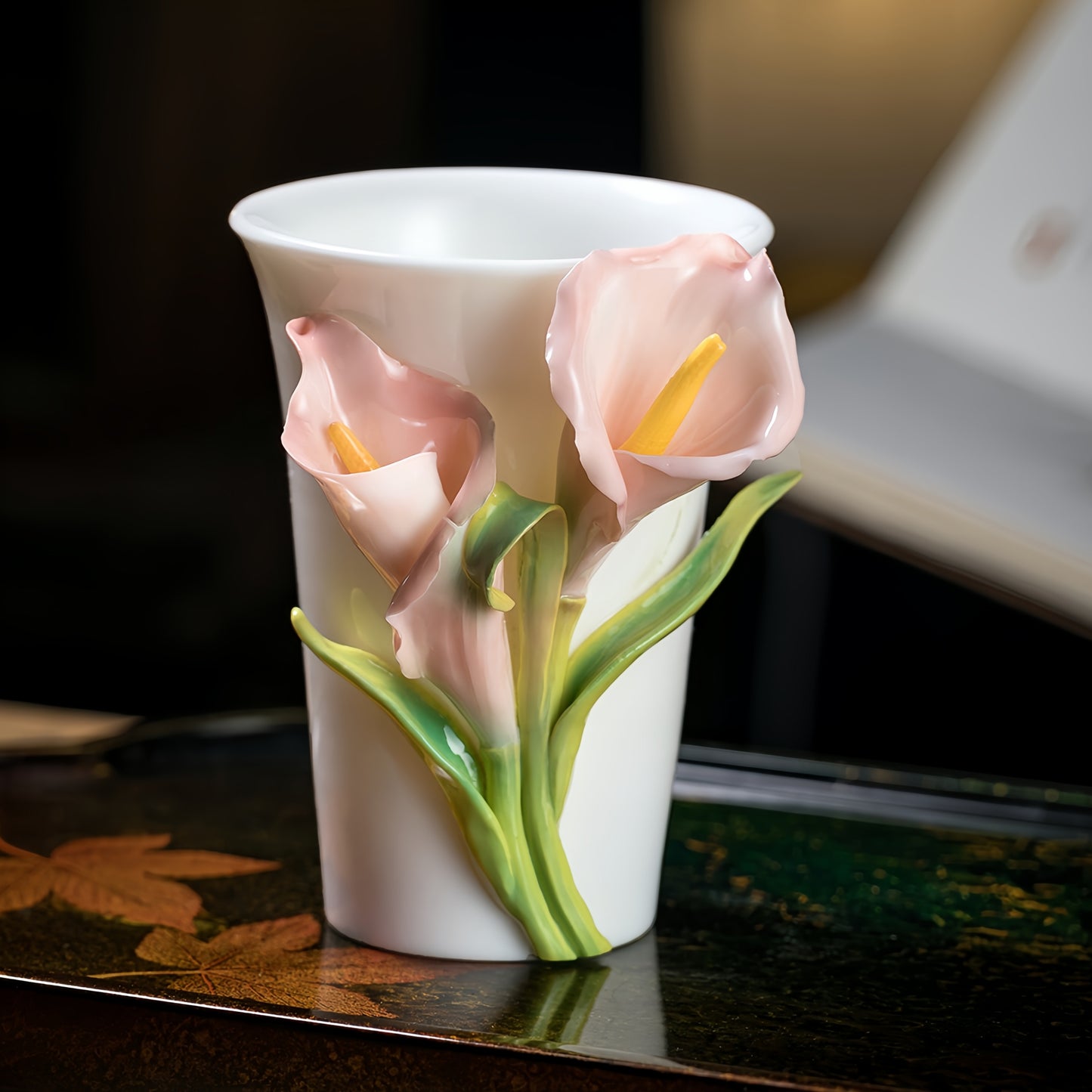 Intangible Cultural Heritage Hand-Sculpted Ceramic Calla Lily Flower Cola Cup Coffee Mug