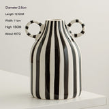 Striped Binaural Ceramic Vase Cute Smiling Face Decorative Decoration Pottery Pot