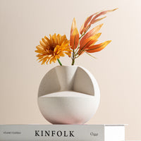 Creative Simple Plain Burning Ceramic Flower Arrangement Gardening Desktop Spherical Decorative Vase