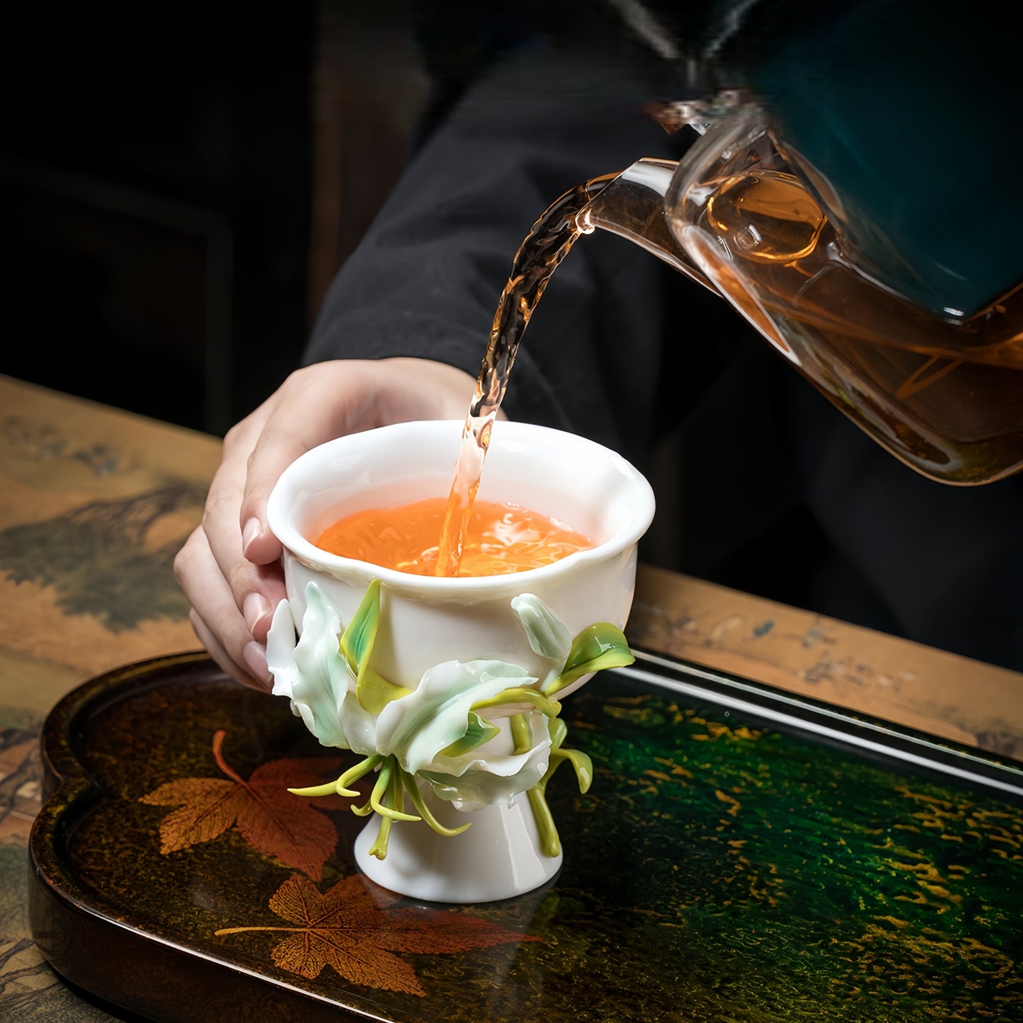 Intangible Cultural Heritage Hand-Painted Ceramic Lily Tea Cup - 100% Handcrafted