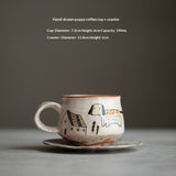 Handmade hand-painted underglaze cat coffee cup original ceramic simple cute teacup water cup girlfriend gift