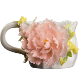 Hand-Sculpted Ceramic Peony Flower Coffee Cup - 100% Handcrafted