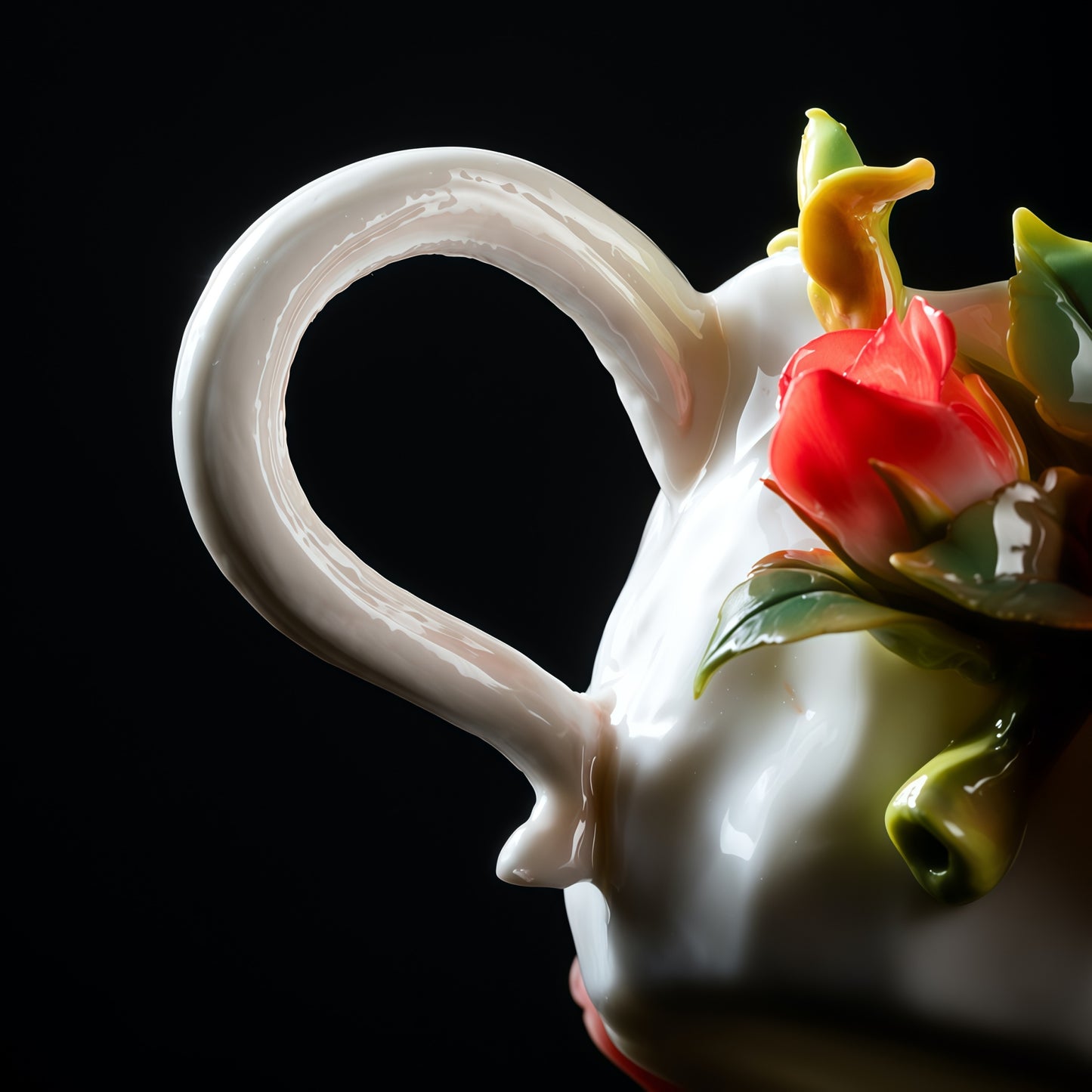 Intangible Cultural Heritage Hand-Crafted Ceramic Rose Cup Coffee Mug - 100% Handmade