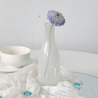 White Blue Glass Small Vase Living Room Flower Arrangement Decoration High Sense Niche Morandi Restaurant Decoration