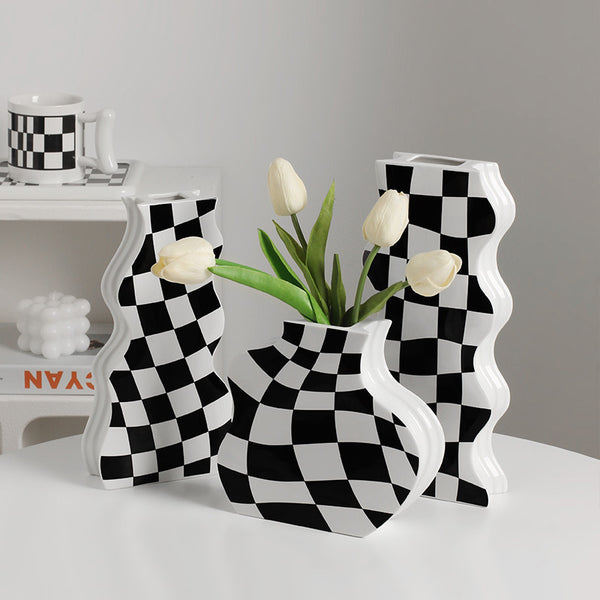 Checkerboard Ceramic Vase Ornaments | Ceramic Vase | RB&RAMICS