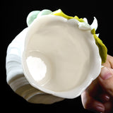 Intangible Cultural Heritage Hand-Sculpted Floral Ceramic Gourd Water Cup Coffee Mug - 100% Handcrafted
