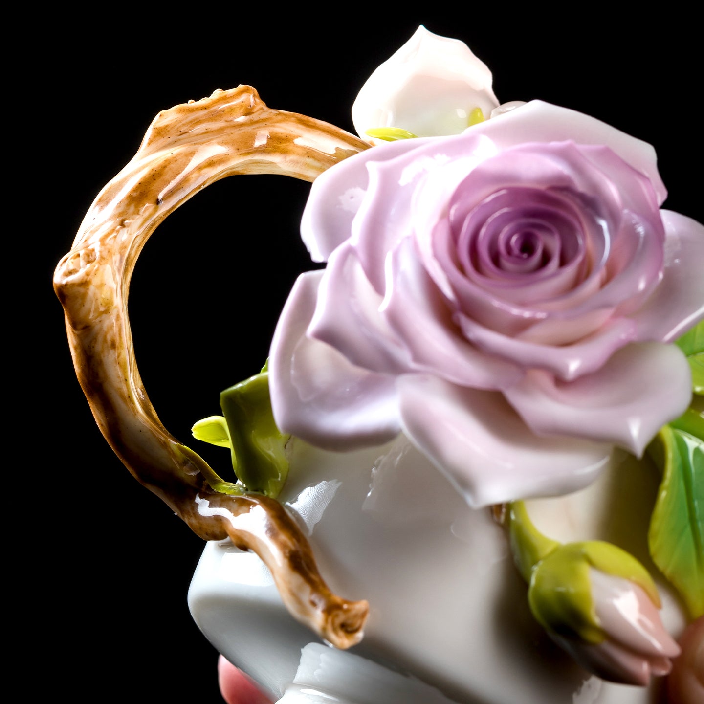 Rose Tea Cup - Intangible Cultural Heritage Hand-Painted Floral Ceramic Cup & Coffee Mug - 100% Handcrafted